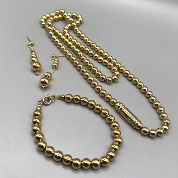 Gold-Tone Bead Necklace, Bracelet and Earring Set - Picture 6 of 10